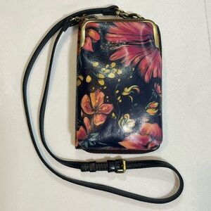 Patricia Nash Pertina Crossbody Wallet Bag Floral Leather
